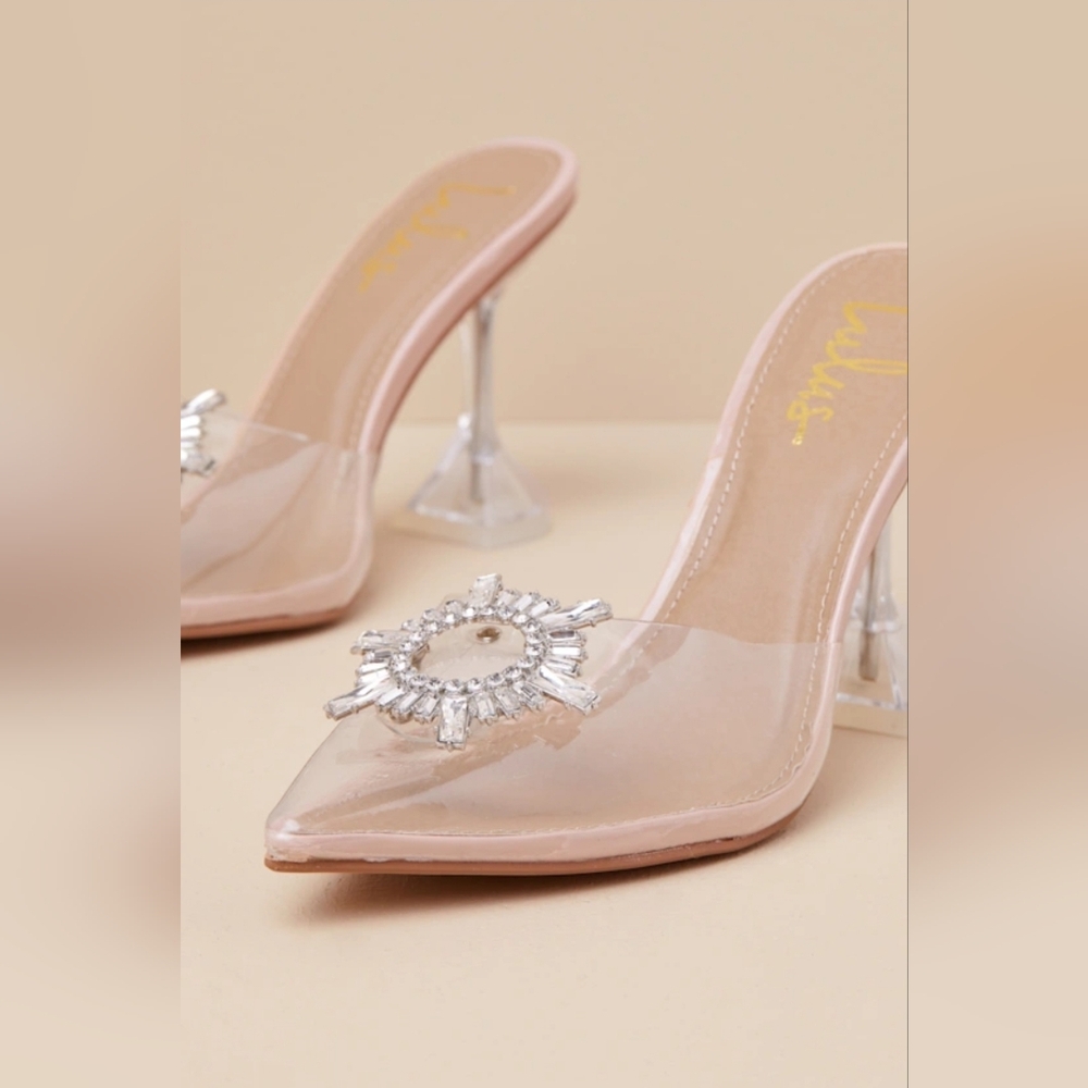 Lulu's Silver Rhinestone Clear Heels
